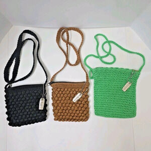 Lot Of 3 Joseph B Exclusive Crochet Crossbody Bag Boho Popcorn Stitch Purse